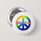 Regenbogen-Friedenszeichen mit frohen Weihnachten! Button (Vorne & Hinten)