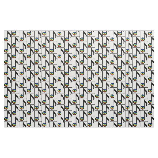 Regenbogen-Friedenszeichen-Musiknote-Gewebe Stoff (Fat Quarter (45,7 x 55,9 cm))