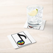 Regenbogen-Friedenszeichen-Musiknote-Untersetzer Rechteckiger Pappuntersetzer (Vor Ort)