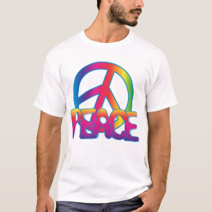 Regenbogen-Friedenszeichen Retro-Hippie T-Shirt