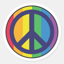 Regenbogen-Friedenszeichen Runder Aufkleber