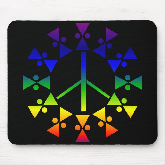 Regenbogen-Friedenszeichen-Spirale Mousepad (Vorne)