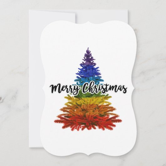 Regenbogen fröhlicher Weihnachtsbaum Einladung (Vorderseite)