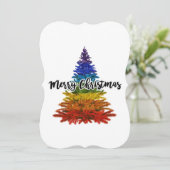 Regenbogen fröhlicher Weihnachtsbaum Einladung (Stehend Vorderseite)