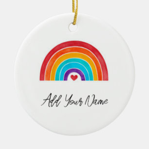 Regenbogen - Fügen Sie Ihren Namen hinzu Keramik Ornament