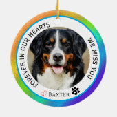 Regenbogen für immer in unserem Herz-Haustier-Gede Keramik Ornament (Hinten)