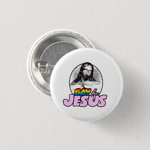 Regenbogen für Jesus Schwul Button