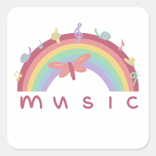 Regenbogen für Kinder Quadratischer Aufkleber (Vorderseite)