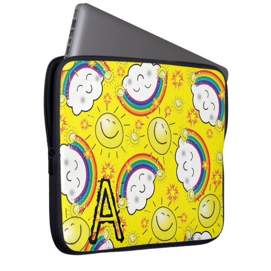 Regenbogen für Laptop, Sonne, Wolken, Gelb Laptopschutzhülle (Vorne Rechts)