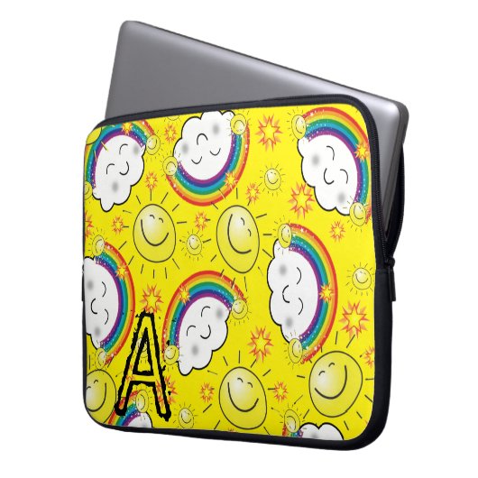 Regenbogen für Laptop, Sonne, Wolken, Gelb Laptopschutzhülle (Vorderseite Links)
