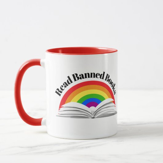 Regenbogen für verbotene Bücher lesen Tasse (Links)