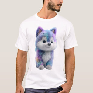 Regenbogen-Galaxie-Furry-Pastell-Wolf-Welpen-Männe T-Shirt