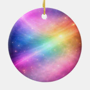 Regenbogen-Galaxie-Runde Keramik-Weihnachtsbaumkug Keramik Ornament