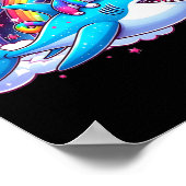 Regenbogen Galaxy Katze Riding Hai im Weltraum Wit Poster (Ecke)