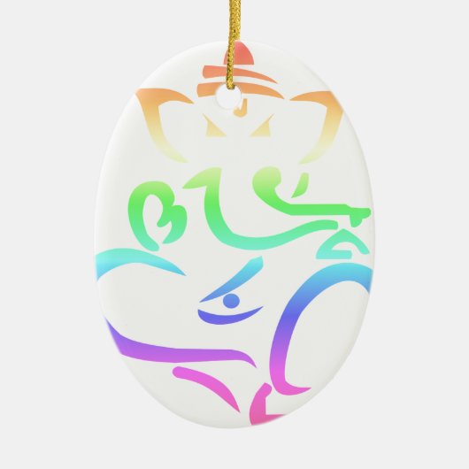 Regenbogen Ganesha Keramikornament (Vorne)