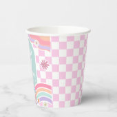 Regenbogen-Gänseblümchen-Autogeburtstag Pappbecher (Links)