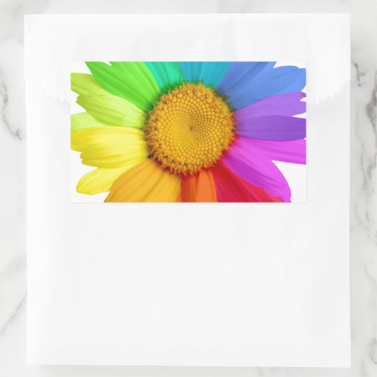 Regenbogen-Gänseblümchen Rechteckiger Aufkleber (Tasche)