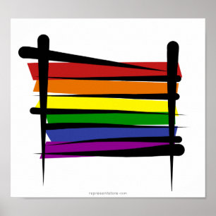 Regenbogen-Gay Pride-Bürsten-Flagge Poster