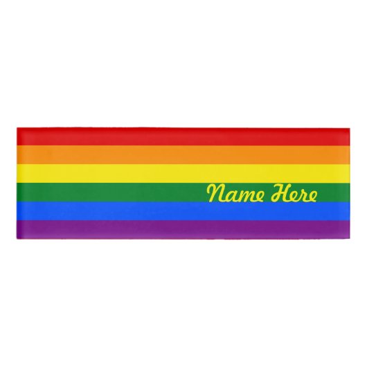 Regenbogen-Gay Pride-Flagge Namenschild (Vorderseite)
