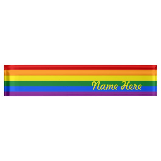 Regenbogen-Gay Pride-Flagge Namensplakette (Vorderseite)