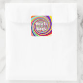 Regenbogen Geboren zu Boogie psychedelischer Süßwa Quadratischer Aufkleber (Tasche)