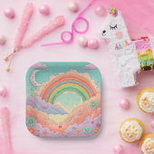 Regenbogen-Geburtstag oder Babyparty Pappteller (Party)
