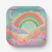 Regenbogen-Geburtstag oder Babyparty Pappteller (Vorderseite)