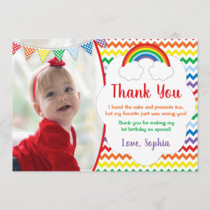 Regenbogen-Geburtstags-Party danken Ihnen, mit Einladung