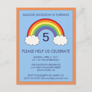 Regenbogen-Geburtstags-Party Einladungen