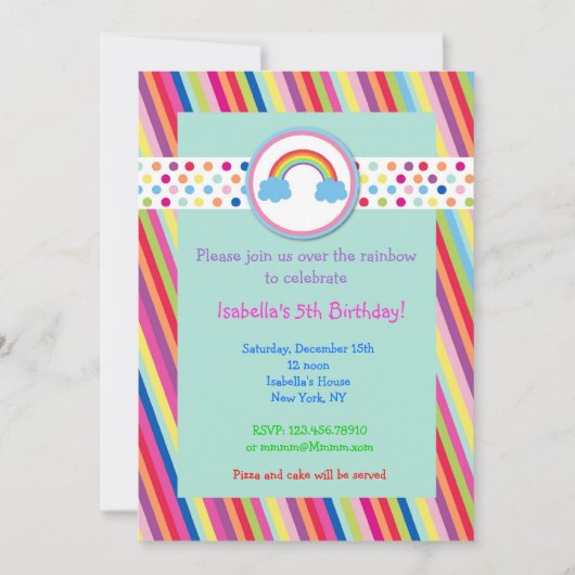 Regenbogen-Geburtstags-Party Einladungen (Vorderseite)