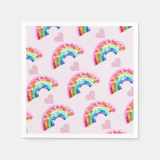 Regenbogen-Geburtstagsfeier Serviette (Vorderseite)