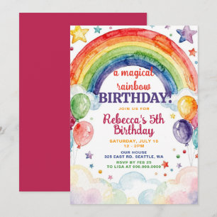 Regenbogen-Geburtstagsmädchen Regenbogen-Party Einladung