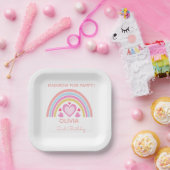 Regenbogen-Geburtstagsname und -Alter personalisie Pappteller (Party)