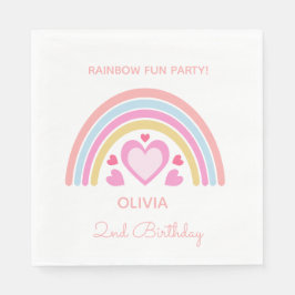 Regenbogen-Geburtstagsname und -Alter personalisie Serviette