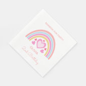 Regenbogen-Geburtstagsname und -Alter personalisie Serviette (Ecke)