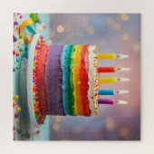 Regenbogen-Geburtstagstorte Puzzle (Horizontal)