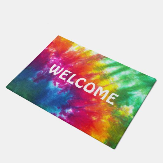 Regenbogen-gefärbte Krawatte Fußmatte (Schrägansicht)