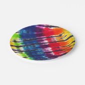 Regenbogen-gefärbte Krawatte Pappteller (Schrägansicht)