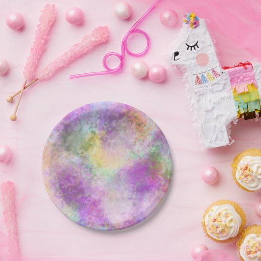 Regenbogen-gefärbte Krawatte Pappteller (Party)