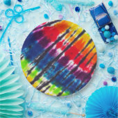 Regenbogen-gefärbte Krawatte Pappteller (Party)