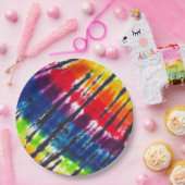 Regenbogen-gefärbte Krawatte Pappteller (Party)