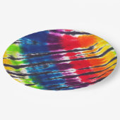 Regenbogen-gefärbte Krawatte Pappteller (Schrägansicht)