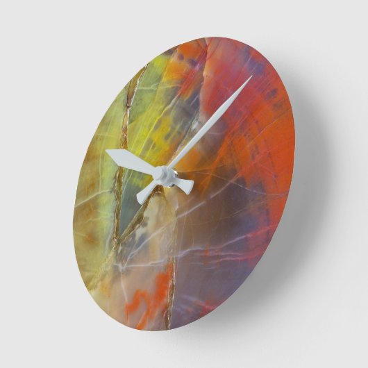 Regenbogen-gefärbtes versteinertes Holz Runde Wanduhr (Winkel)