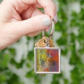Regenbogen-gefärbtes versteinertes Holz Schlüsselanhänger (Hand)