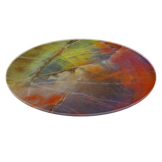 Regenbogen-gefärbtes versteinertes Holz Schneidebrett (Ecke)