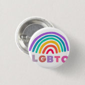 Regenbogen gemalt mit Schrift LGBTQ Button (Vorne & Hinten)