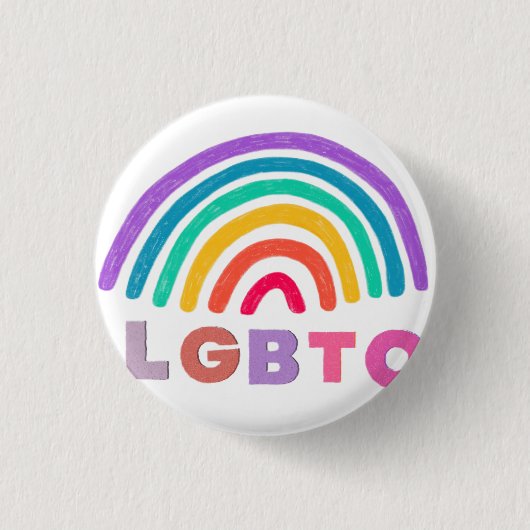 Regenbogen gemalt mit Schrift LGBTQ Button (Vorderseite)
