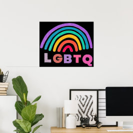 Regenbogen gemalt mit Schrift LGBTQ Poster