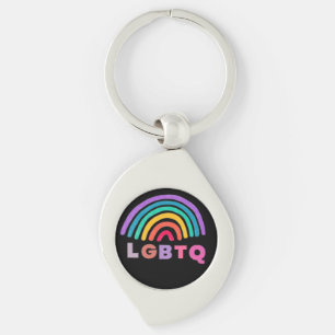 Regenbogen gemalt mit Schrift LGBTQ Schlüsselanhänger