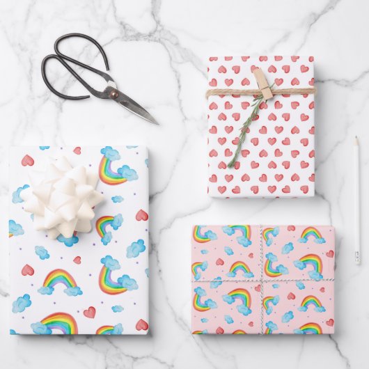 Regenbogen gemustert geschenkpapier set (Vorderseite)